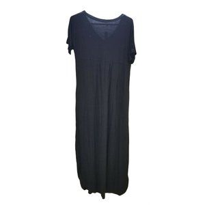 Arolina Women's Stretchy Slit Leg Full Length Shift Dress W/ Pockets Black Sz  M